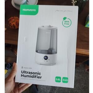 Homvana 3.6 L Cool Mist Top-Fill 34H Super Long Time, Quiet 23dB Baby Humidifier